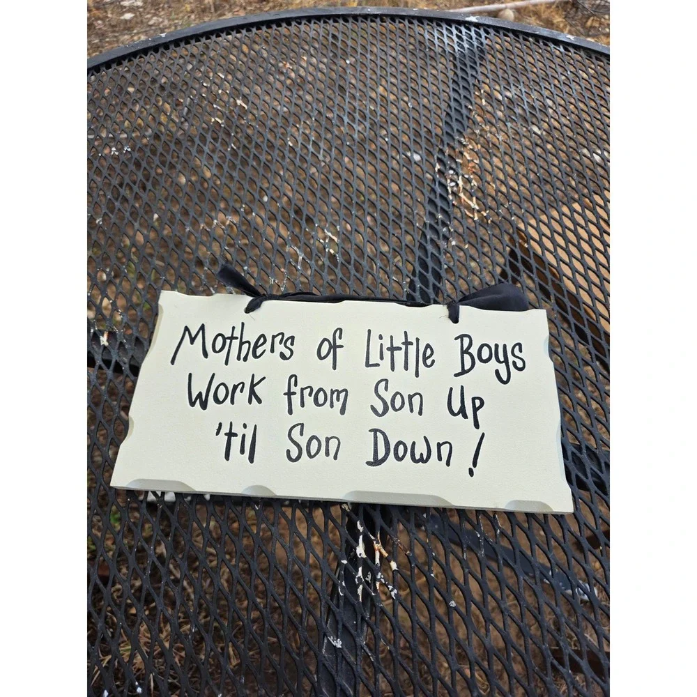 Talkin Timber Signs Mothers of Little Boys Wooden Hanging Plaque Cream Black